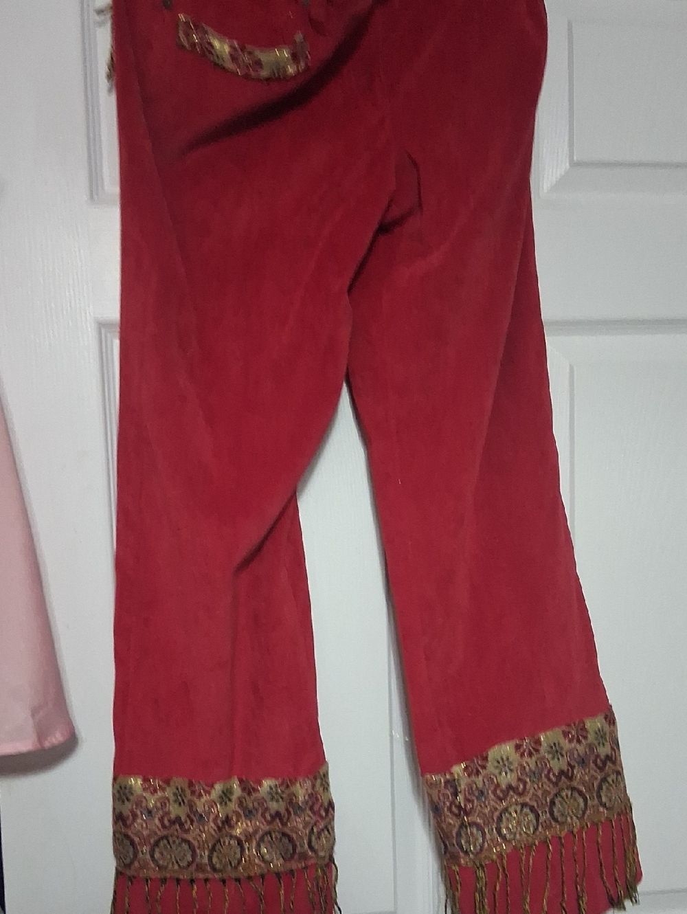 New Directions  Red Pants (10P) Soft Corduroy $40. Embellished W/ Fringe & Trim